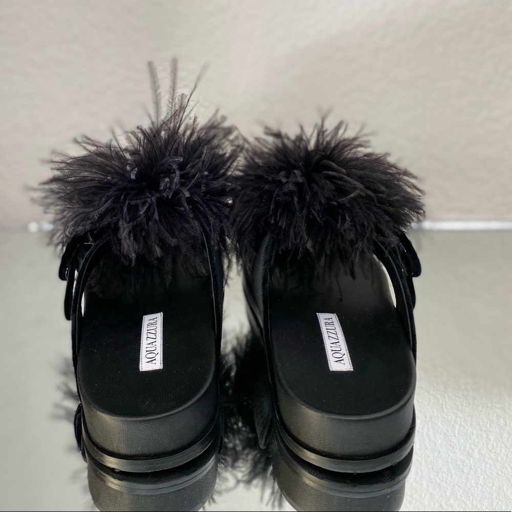 New Aquazzura Aqua Boudoir feather-detail flat sandals 36 $650 - Picture 5 of 7